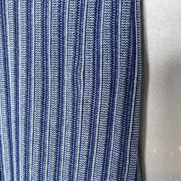 Ronny Kobo Miria Blue Combo Knit Cotton Linen Sleeveless Ruffle Hem Dress - Picture 6 of 10